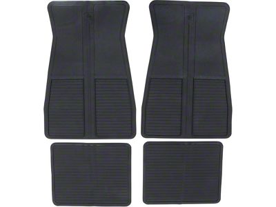 Factory Style Rubber Front and Rear Floor Mats with GM Logo; Black (73-81 Firebird)