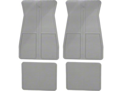 Factory Style Rubber Front and Rear Floor Mats with GM Logo; Gray (73-81 Firebird)