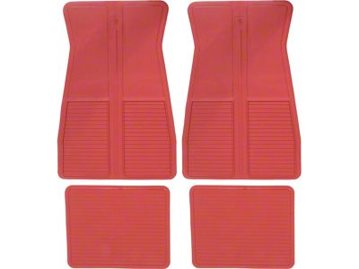 Factory Style Rubber Front and Rear Floor Mats with GM Logo; Red (73-81 Firebird)