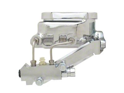 Flat Top Master Cylinder with Left Mount Disc/Drum Proportioning Valve; Chrome (67-69 Firebird)