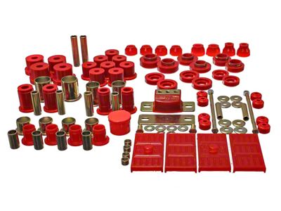 Hyper-Flex System Master Bushing Kit; Red (67-69 Firebird w/ Mono-Leaf Springs)