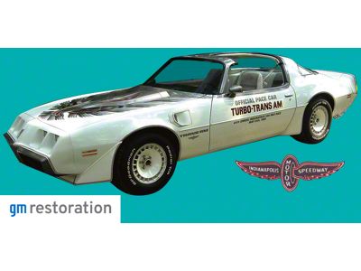 Indianapolis 500 Pace Car Door Decal Kit; Charcoal/Red (1980 Firebird)