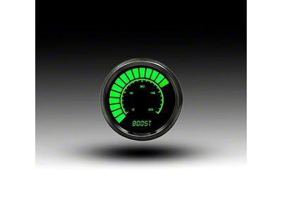 LED Analog Bargraph Boost Gauge with Black Bezel; 2-1/16-Inch; Green; 0-60 PSI (Universal; Some Adaptation May Be Required)