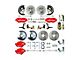 The Right Stuff Detailing Performance Series 4-Wheel Disc Brake Conversion Kit with Original Brake Booster/Master Cylinder; Red Calipers (68-69 Firebird w/ Staggered Shocks)