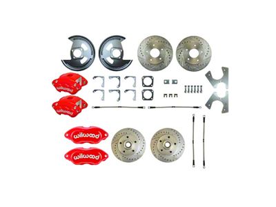 The Right Stuff Detailing Performance Series 4-Wheel Disc Brake Conversion Kit; Red Calipers (1969 Firebird)