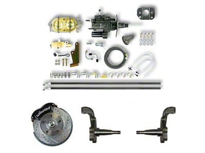 The Right Stuff Detailing Performance Series Hydro Boost Front Disc Brake Conversion Kit with Original Brake Booster/Master Cylinder; Black Calipers (67-69 Firebird)