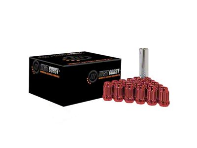 Red Acorn Spline Lug Nuts; M12x1.5; Set of 24 (93-02 Firebird)