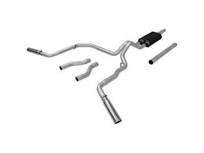 Flowmaster American Thunder Aluminized Steel Dual Exhaust System with Polished Tips; Side/Rear Exit (87-96 4.9L F-150)