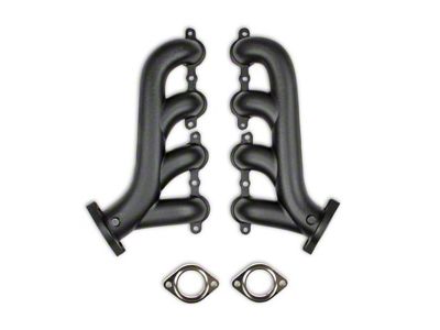 Flowtech LS Swap Exhaust Manifolds; Black Ceramic (70-81 Camaro)