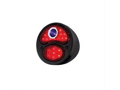 12-Volt LED Tail Light; Black Housing; Red Lens with Blue Dot; Passenger Side (28-31 Model A)