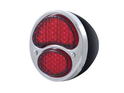 12-Volt LED Tail Light; Black and Stainless Steel Housing; Red Lens; Passenger Side (28-31 Model A)