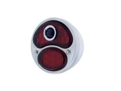 12-Volt LED Tail Light; Stainless Steel Housing; Red Lens with Blue Dot; Passenger Side (28-31 Model A)