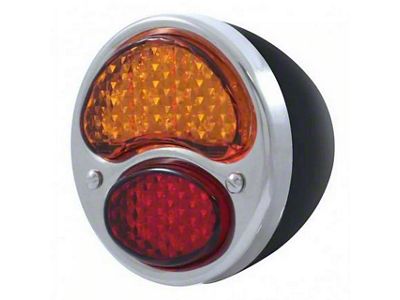 6-Volt LED Tail Light; Black and Stainless Steel Housing; Red and Amber Lens; Passenger Side (28-31 Model A)