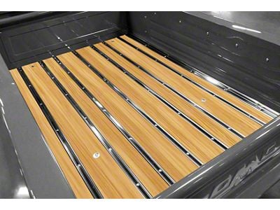 Bed-in-a-Box Floor Kit; Pre-Drilled; Hickory Wood; Polished Stainless Hidden Fastener Bed Strips (28-31 Model AA)