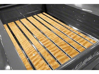 BedWood-X Floor Kit; Pre-Drilled; Curly Maple Wood; HydroSatin Finish; Polished Stainless Hidden Fastener Bed Strips (28-31 Model AA)