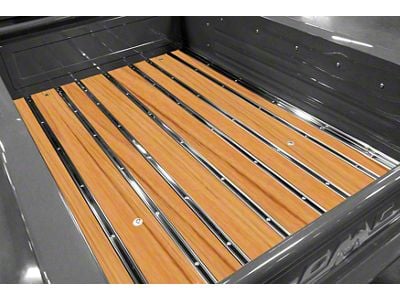 BedWood-X Floor Kit; Pre-Drilled; Cypress Wood; HydroSatin Finish; Polished Stainless Polished Stainless Punched Bed Strips (28-31 Model AA)