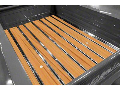 BedWood-X Floor Kit; Pre-Drilled; Cypress Wood; HydroShine Finish; Polished Stainless Polished Stainless Punched Bed Strips (28-31 Model AA)