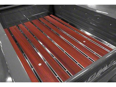 BedWood-X Floor Kit; Pre-Drilled; Paduak Wood; HydroShine Finish; Polished Stainless Hidden Fastener Bed Strips (28-31 Model AA)