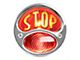 Doulamp Stop Script Tail Light with License Plate Light; Polished Stainless Steel Housing; Red Lens; Driver Side (28-31 Model A)