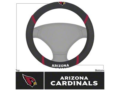 Steering Wheel Cover with Arizona Cardinals Logo; Black (Universal; Some Adaptation May Be Required)