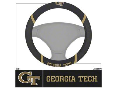 Steering Wheel Cover with Georgia Tech Logo; Black (Universal; Some Adaptation May Be Required)