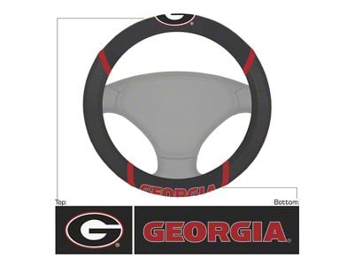 Steering Wheel Cover with University of Georgia Logo; Black (Universal; Some Adaptation May Be Required)