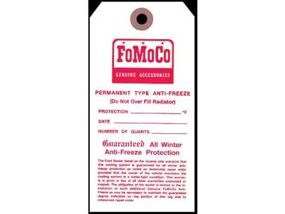 FOMOCO Antifreeze Tag - Comet & Meteor