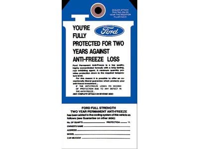 Ford Antifreeze Tag - Mercury