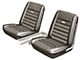 Ford Mustang Seat Cover Set - Front Buckets & Rear Bench - Emberglo L-2921 & Parchment L-2613 - Pony Interior - Embossed Running Horses On The Backres