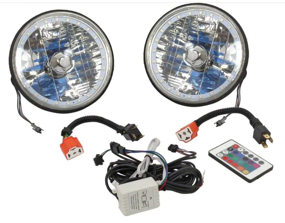 Ecklers 7 Round White Diamond Multi Color LED Halo Headlight