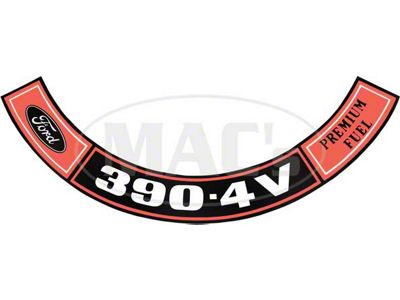 Ford Pickup Truck Air Cleaner Decal - 4 Barrel 390 CID