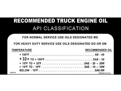 Ford Pickup Truck Glove Box Oil Pressure Decal