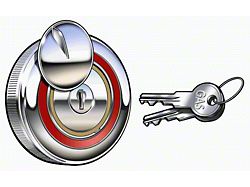 Ford Pickup Truck Locking Gas Cap - Chrome With Red Border - For 1-1/2 Filler Neck