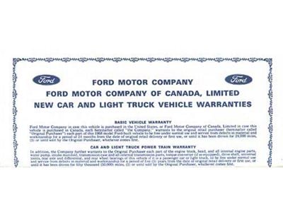 Ford Pickup Truck Warranty Information Sheet