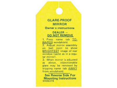 Ford Thunderbird Glare-Proof Mirror Instruction Decal, 1955-56