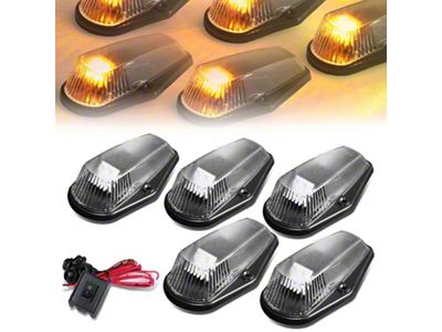 Amber LED Cab Roof Lights; Black (80-96 F-150, F-250, F-350)