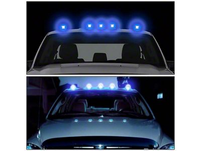 Blue LED Cab Roof Lights; Black (80-96 F-150, F-250, F-350)