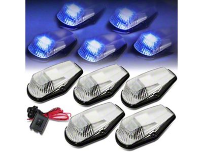 Blue LED Cab Roof Lights; Chrome (80-96 F-150, F-250, F-350)