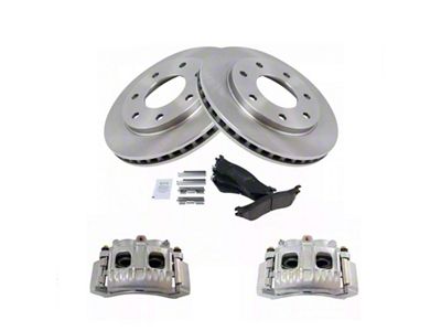 Ceramic 7-Lug Brake Rotor, Pad and Caliper Kit; Front (97-99 4WD F-250)