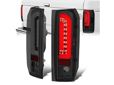 Dual LED Tail Lights; Chrome Housing; Smoked Lens (90-97 F-150, F-250, F-350 Styleside)