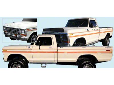 Explorer Custom Stripe Kit; Orange/Gold (1979 F-150, F-250)