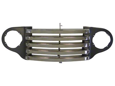 Front Grille without Grille Bar Holes; Black and Chrome (48-50 F1, F2, F3)