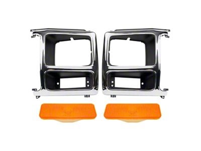 Headlight Bezels with Parking Lights; Chrome (81-86 F-150)