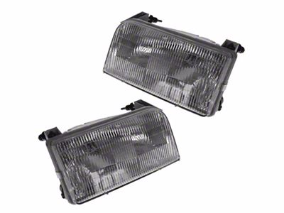 Headlights; Chrome Housing; Clear Lens (92-97 F-150, F-250, F-350)