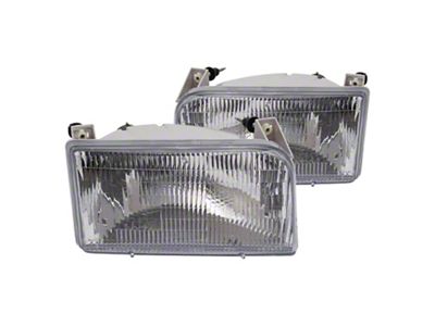 Headlights; Chrome Housing; Clear Lens (92-96 F-150)