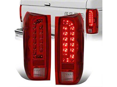 LED Tail Lights; Chrome Housing; Red Lens (90-97 F-150, F-250, F-350 Styleside)