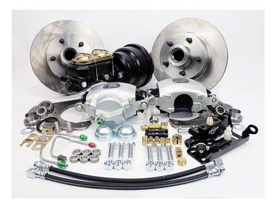 Master Power Brakes Legend Series Front Disc Brake Conversion Kit with Booster/Master Cylinder Combo and Valve; 5 x 4-1/2-Inch Bolt Pattern; Cast-Iron Calipers (48-52 F1)