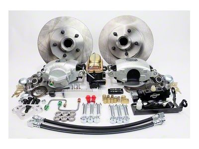 Master Power Brakes Legend Series Front Disc Brake Conversion Kit with Master Cylinder and Valve; 5 x 4-1/2-Inch Bolt Pattern; Cast-Iron Calipers (53-56 F-100)