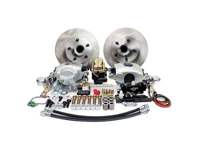 Master Power Brakes Legend Series Front Disc Brake Conversion Kit with Master Cylinder and Valve; 5 x 5-1/2-Inch Bolt Pattern; Cast-Iron Calipers (48-52 F1)