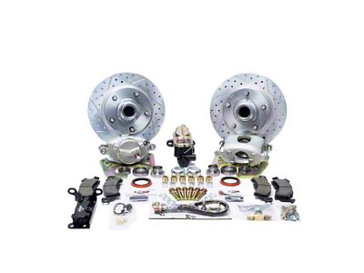 Master Power Brakes Legend Series HP Front Disc Brake Conversion Kit with Master Cylinder and Valve; 5 x 5-1/2-Inch Bolt Pattern; Cast-Iron Calipers (48-52 F1)